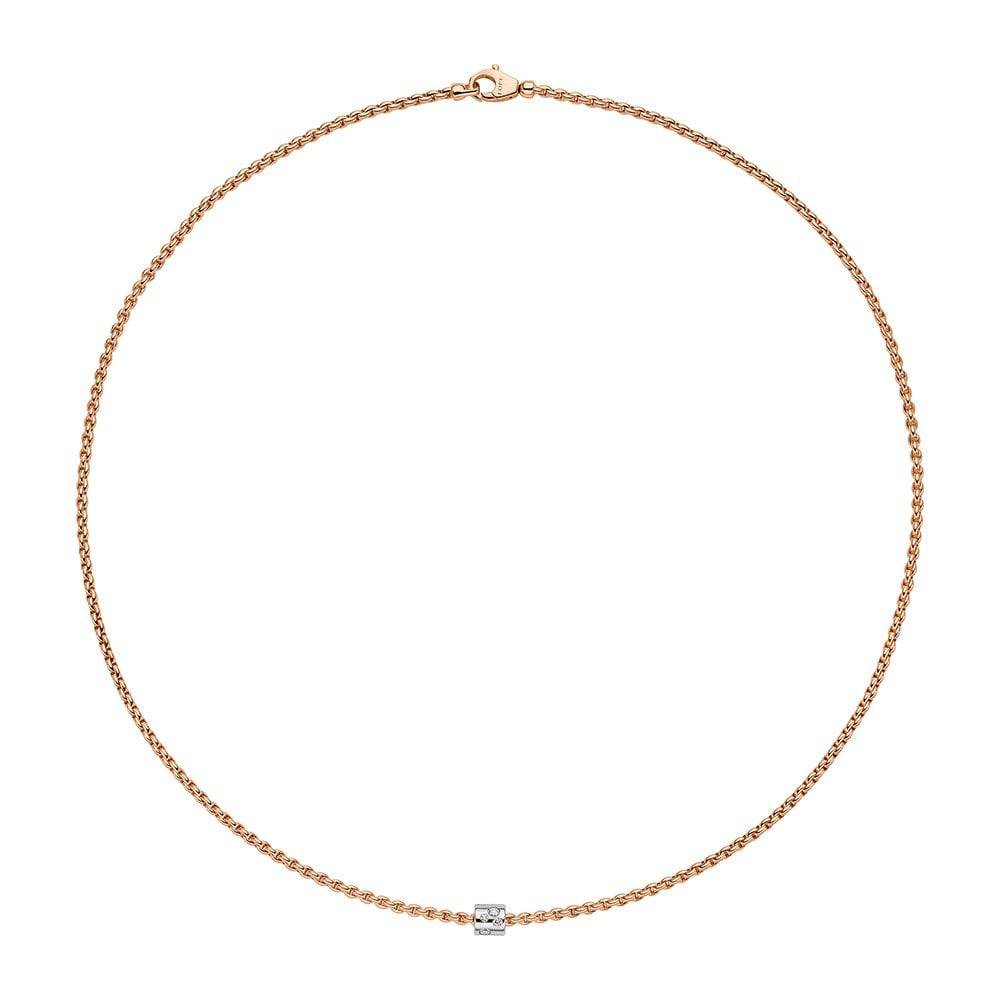 Aria 18ct Rose Gold Necklace With Diamond Set Rondel