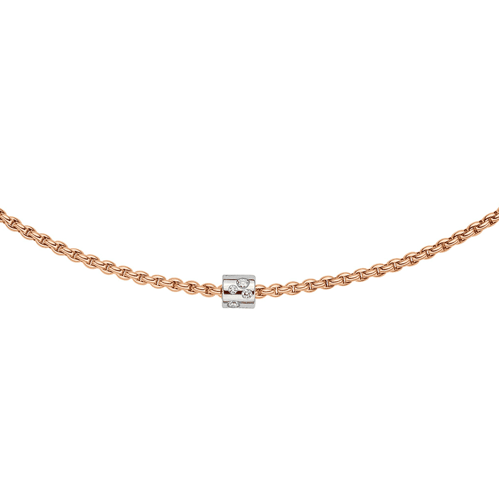 Aria 18ct Rose Gold Necklace With Diamond Set Rondel