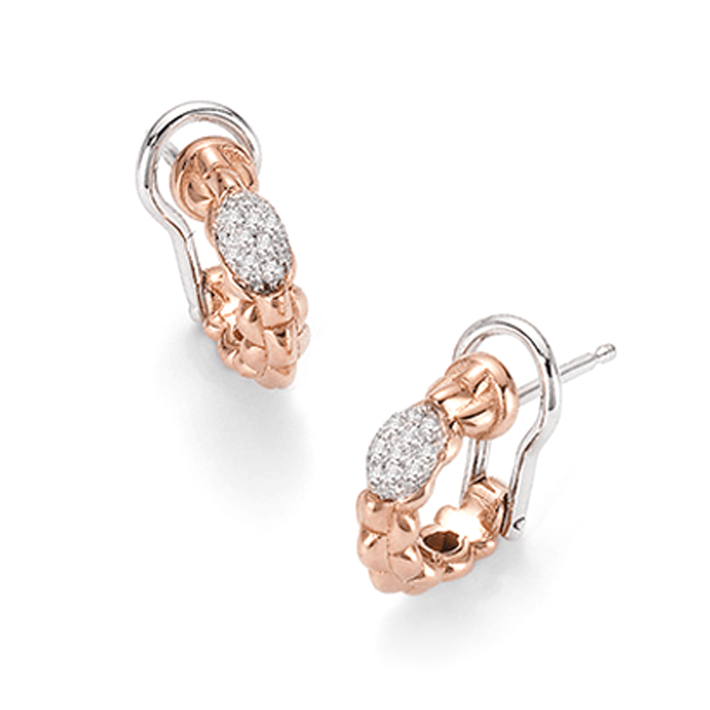 FOPE Eka 18ct Rose Gold Diamond Set Half Hoop Earrings - Berry's Jewellers