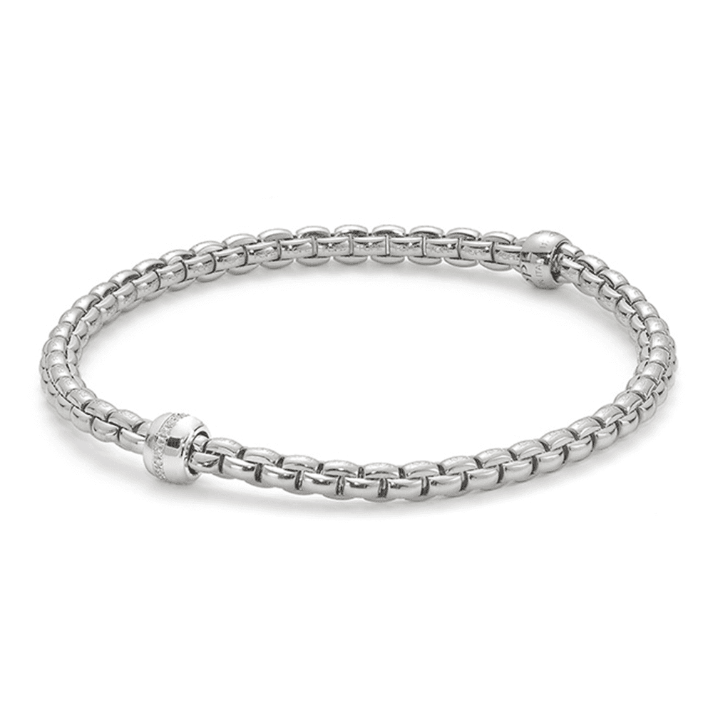 FOPE Eka 18ct White Gold Bracelet With Diamond Set Rondel - Berry's Jewellers