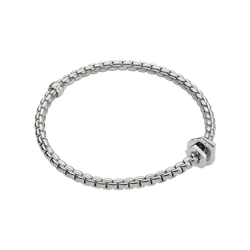 FOPE Eka 18ct White Gold Bracelet With Geometric Diamond Set Rondels - Berry's Jewellers