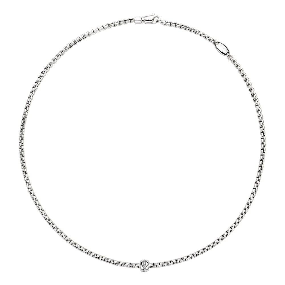 FOPE Eka 18ct White Gold Necklace with Diamond Set Rondel - Berry's Jewellers