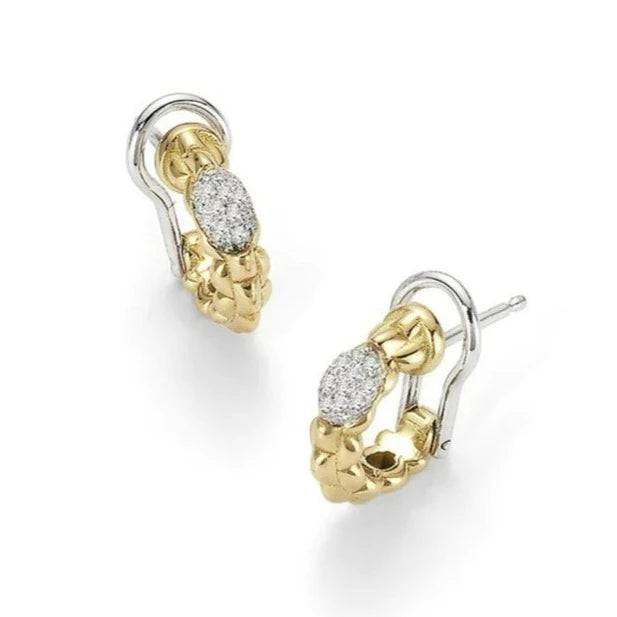 FOPE Eka 18ct Yellow Gold Diamond Set Half Hoop Earrings - Berry's Jewellers