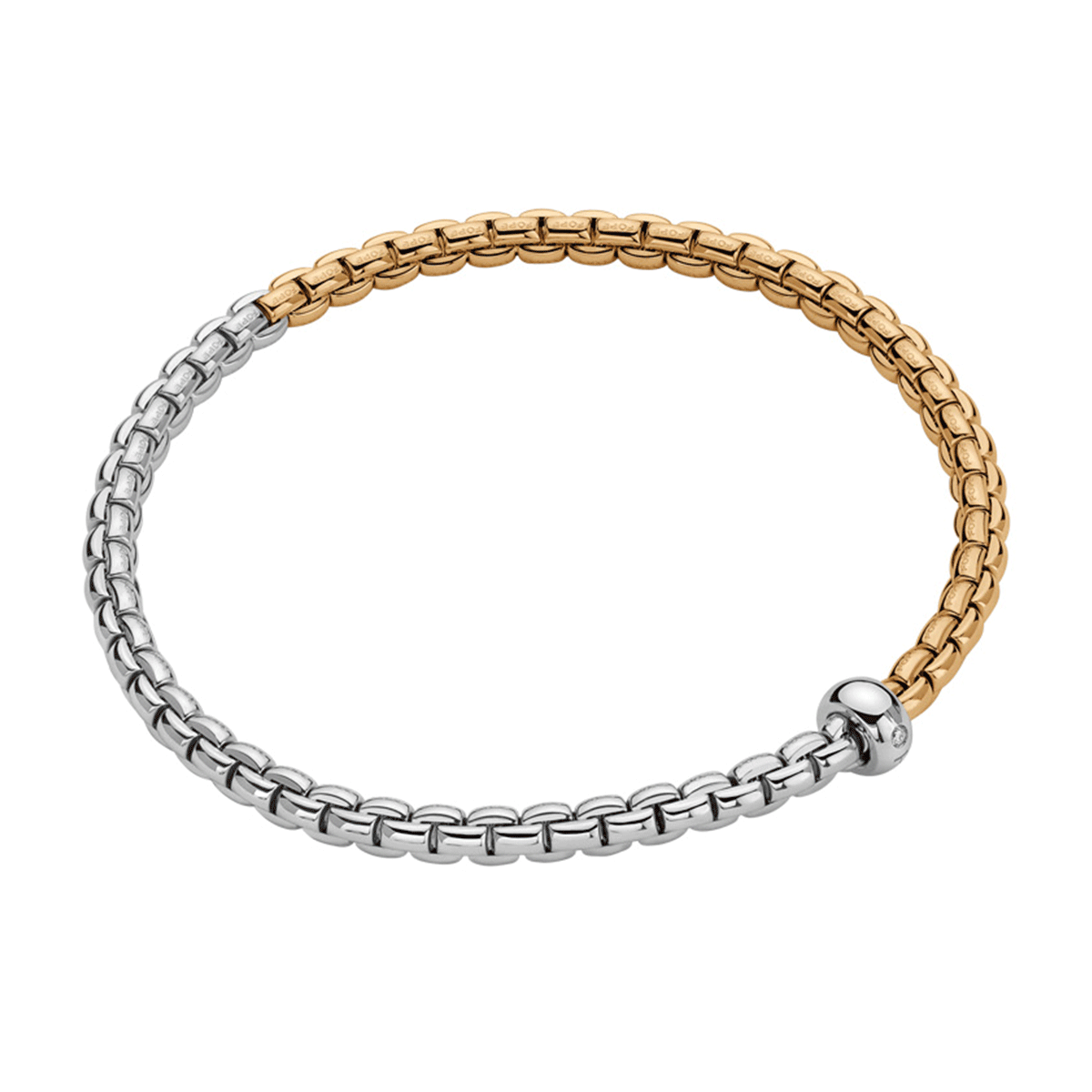 FOPE Eka 18ct Yellow & White Gold Bracelet With Single Diamond Rondel - Berry's Jewellers