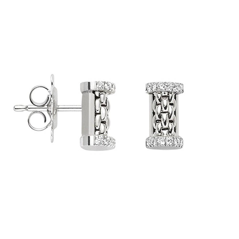 FOPE Essentials 18ct White Gold Diamond Set Bar Stud Earrings - Berry's Jewellers