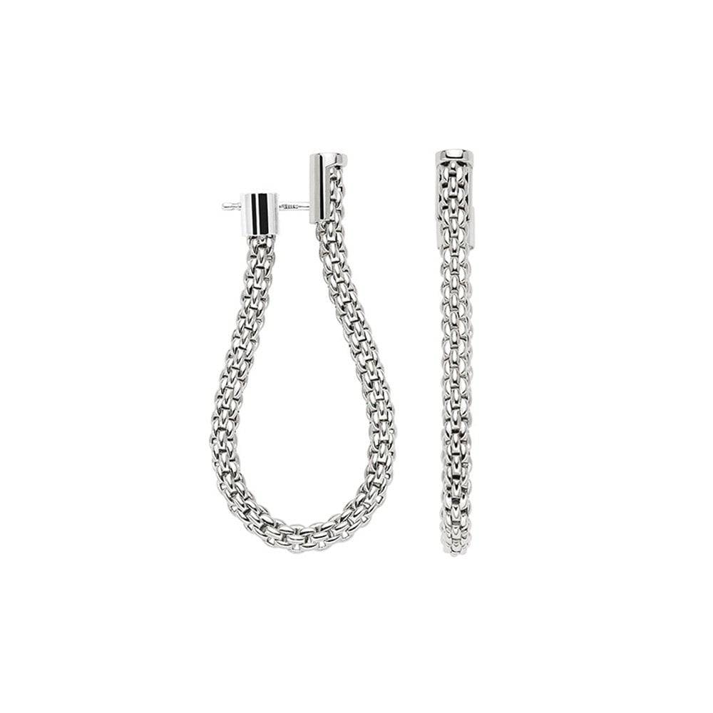 Essentials 18ct White Gold Drop Hoop Earrings