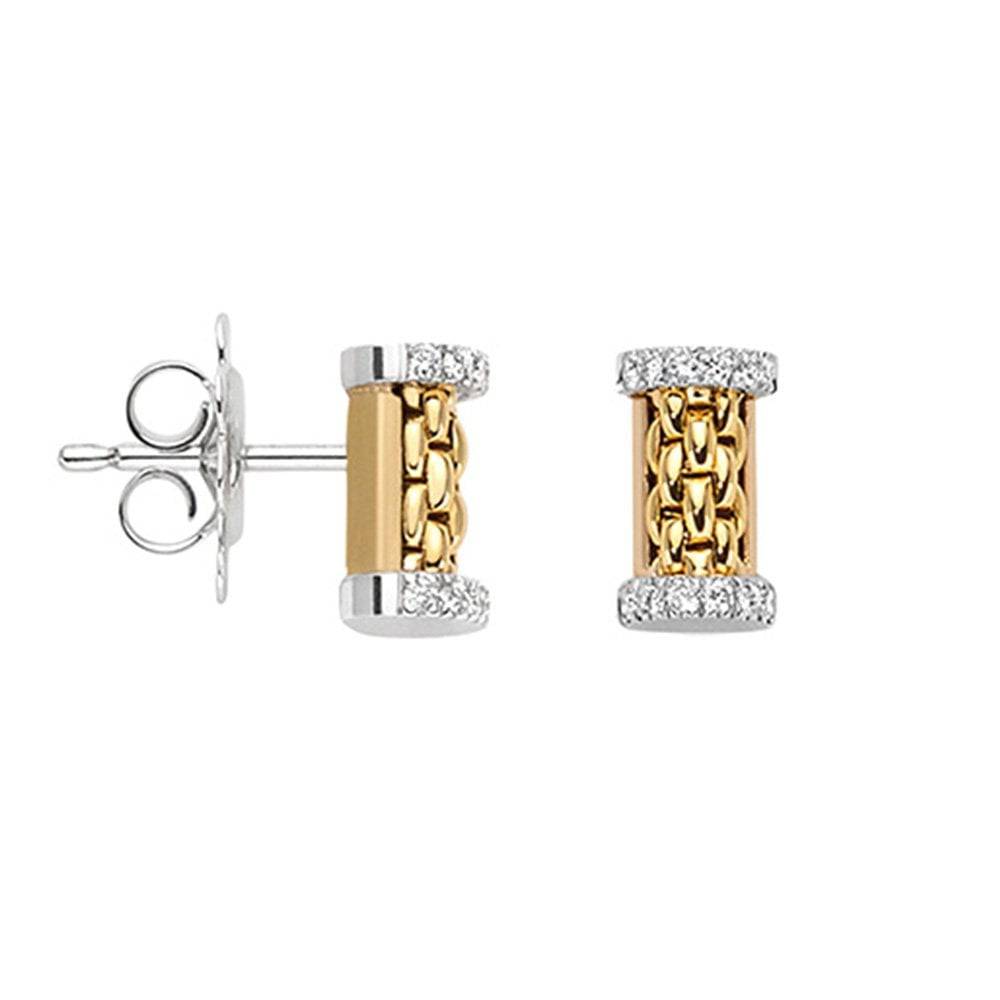 Essentials 18ct Yellow Gold Diamond Set Bar Stud Earrings