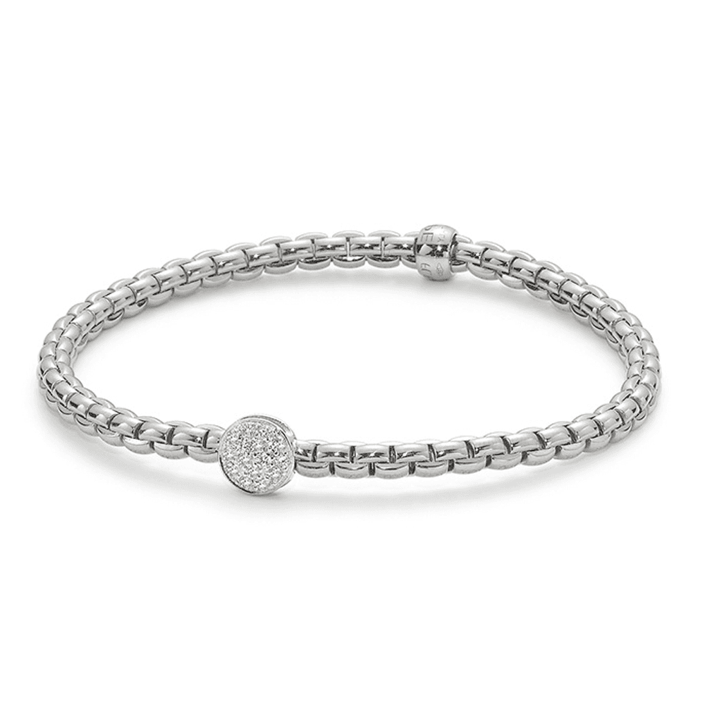 Flex'it 18ct White Gold Eka Bracelet With Pave Set Diamond Disc