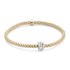 Flex'it Prima 18ct Yellow Gold Bracelet With Three Diamond Pave Set Rondels