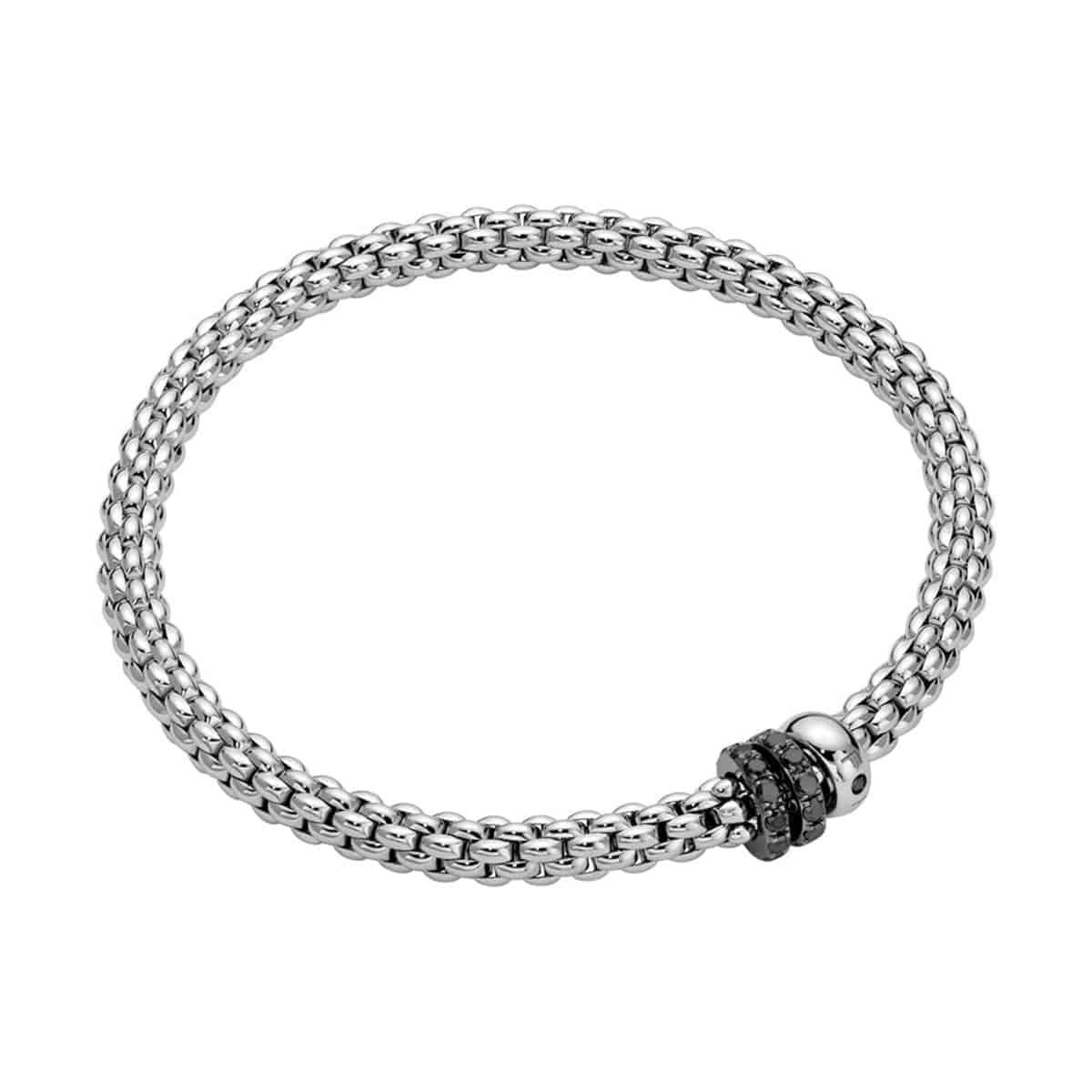 Flex'it Solo 18ct White Gold Bracelet With Three Black Diamond Rondels