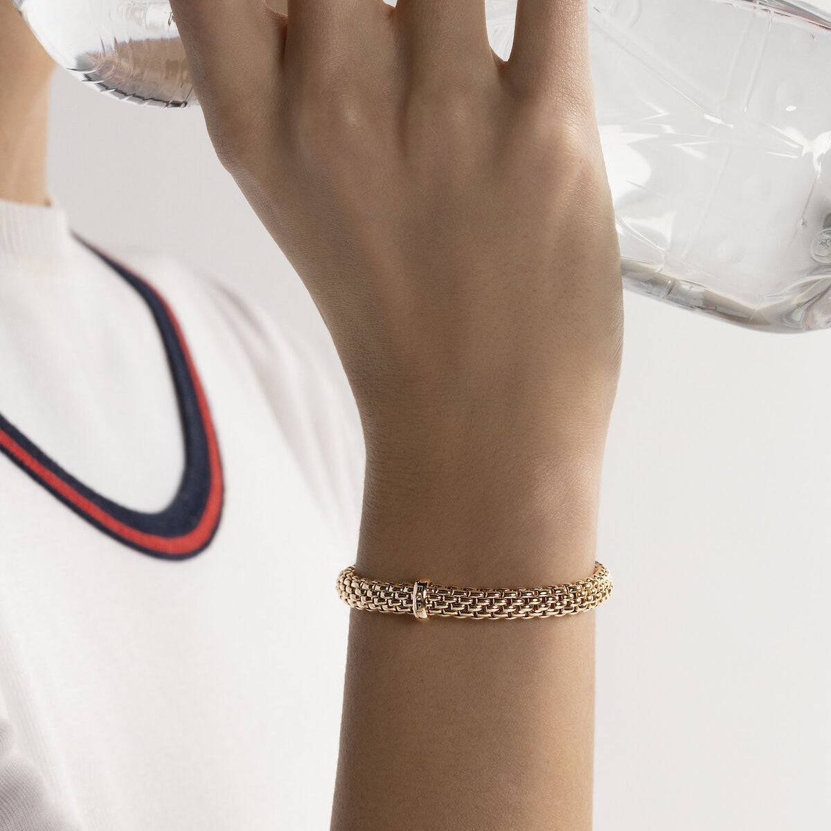 FOPE Flex'it Vendome 18ct Rose Gold Bracelet With Single Diamond Set Rondel - Berry's Jewellers