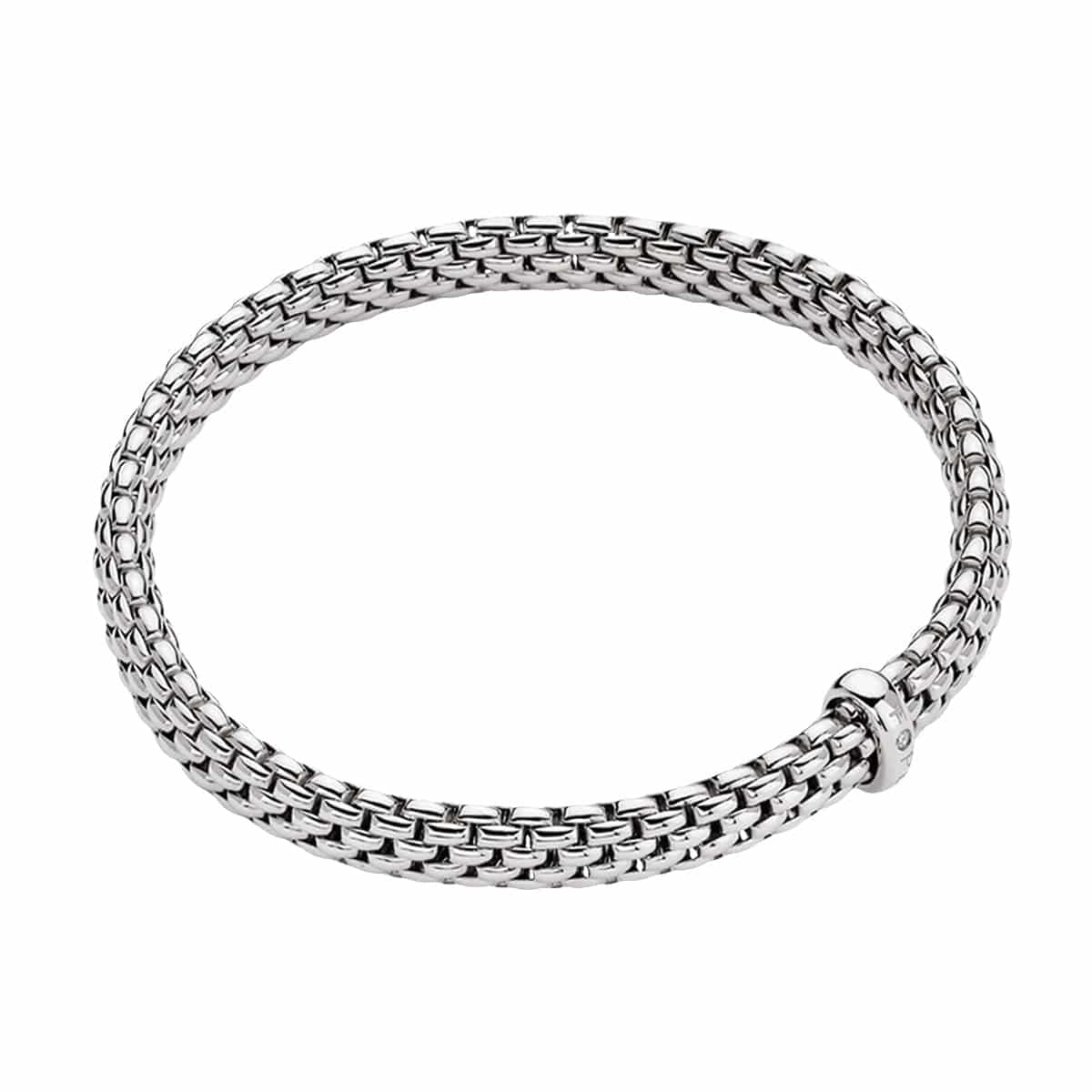 Flex'it Vendome 18ct White Gold Bracelet With Single Diamond Set Rondel