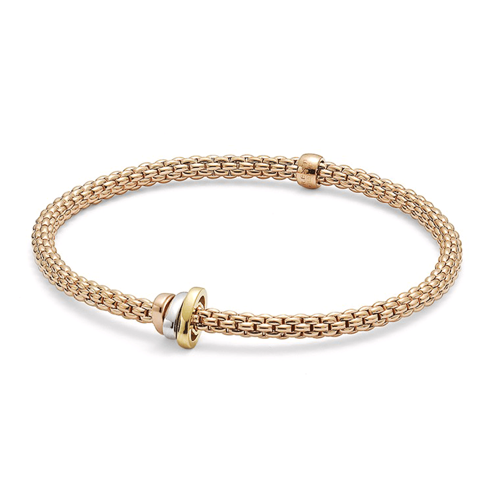 FOPE Prima 18ct Rose Gold Bracelet With Multi-Tone Rondels - Berry's Jewellers