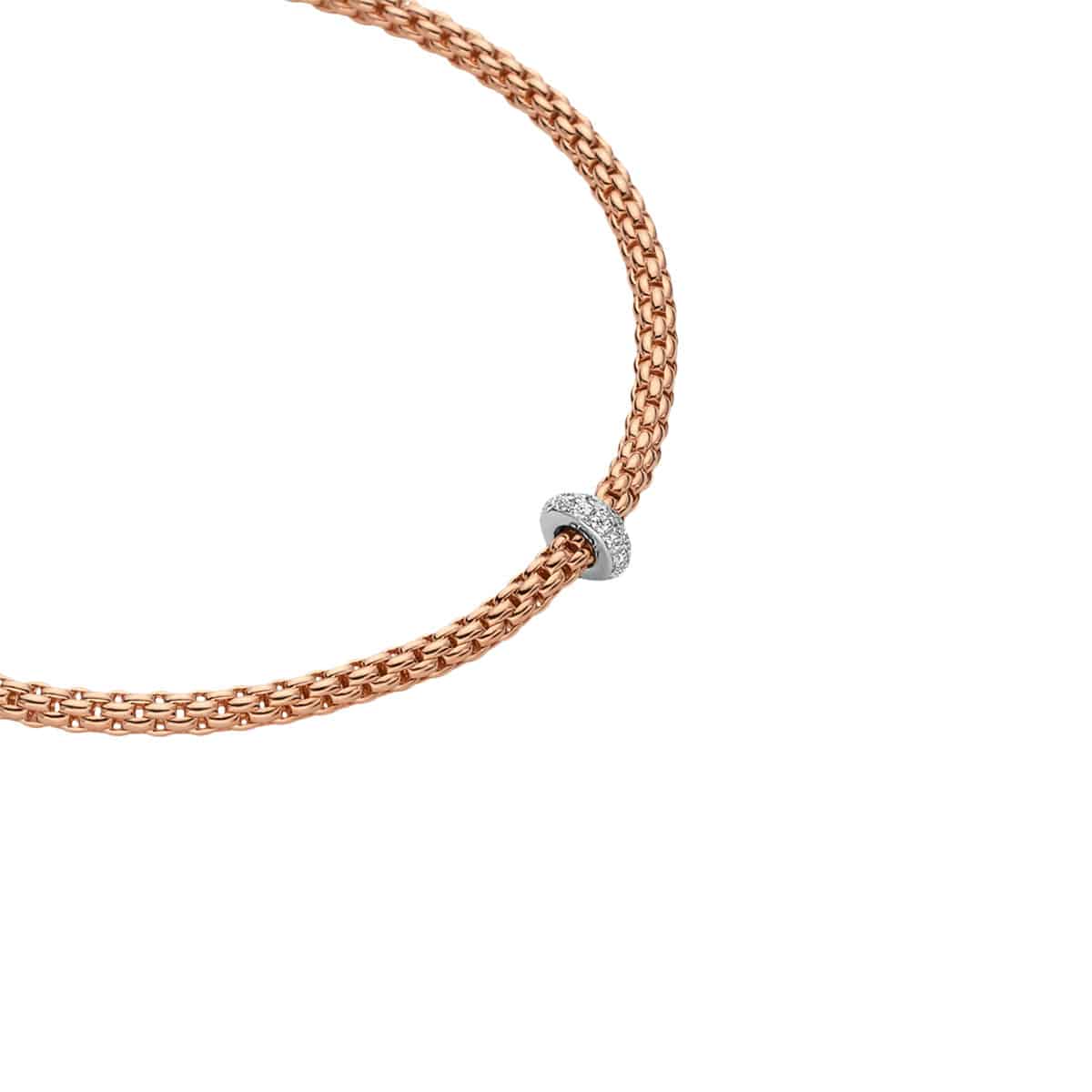 FOPE Prima 18ct Rose Gold Necklace With Diamond Set Rondel - Berry's Jewellers