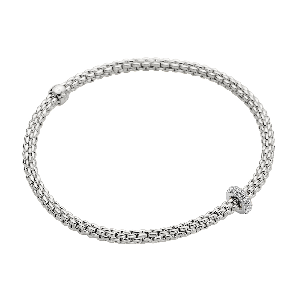 Prima 18ct White Gold Bracelet With Pave Diamond Set Rondel