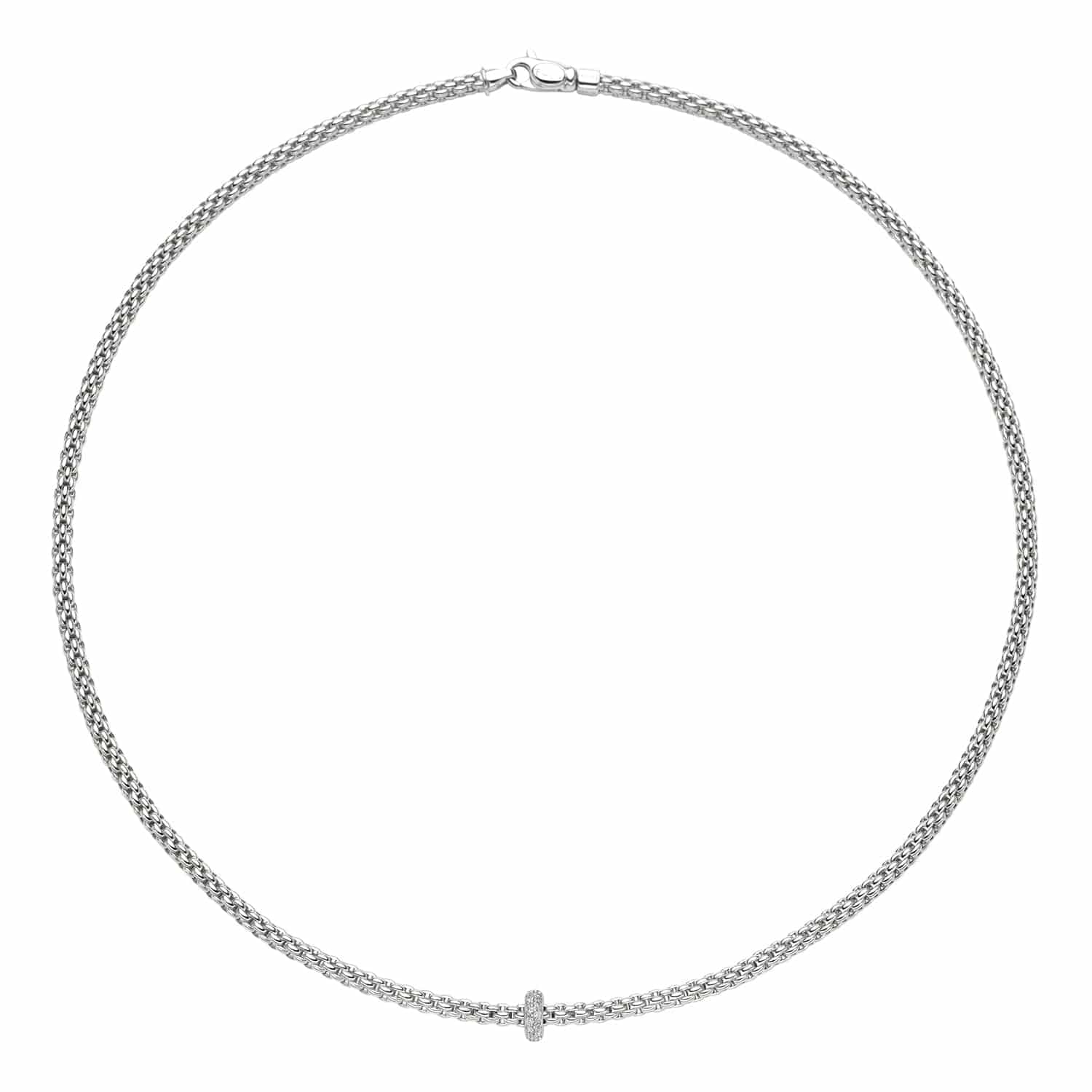 FOPE Prima 18ct White Gold Necklace With Diamond Set Rondel - Berry's Jewellers