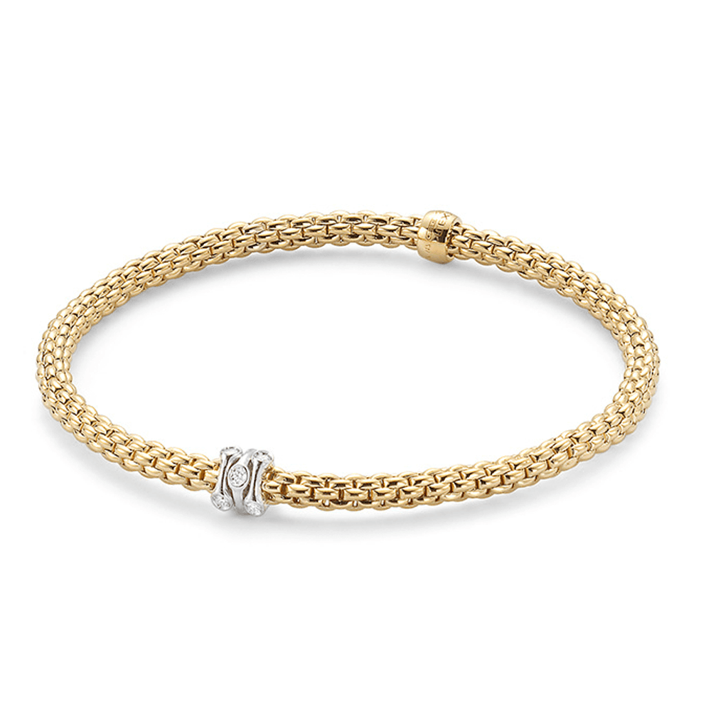 FOPE Prima 18ct Yellow Gold Bracelet With Diamond Set Rondel - Berry's Jewellers