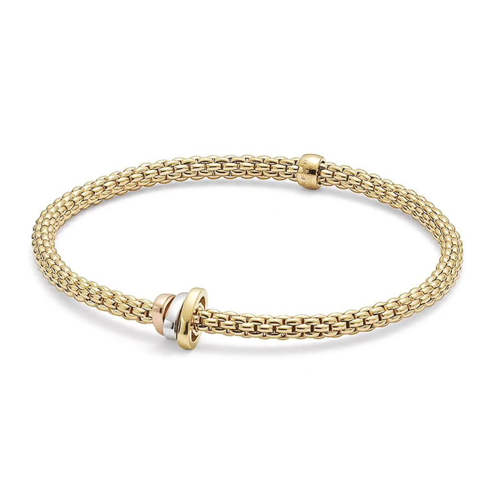 FOPE Prima 18ct Yellow Gold Bracelet With Multi-Tone Rondels - Berry's Jewellers