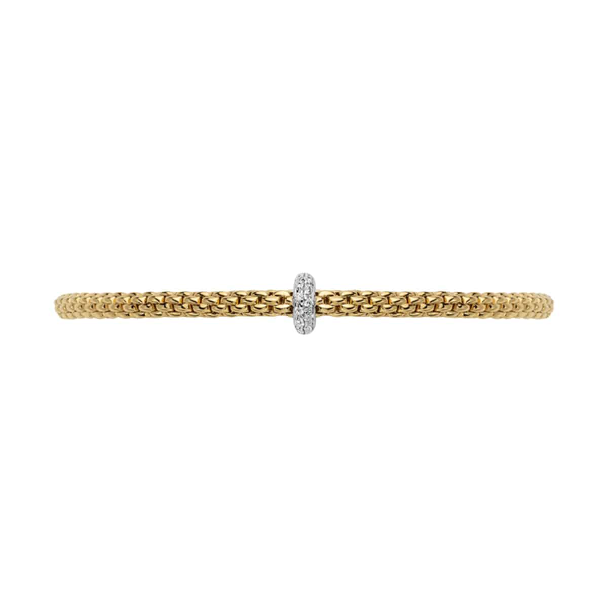 FOPE Prima 18ct Yellow Gold Bracelet With Pave Diamond Set Rondel - Berry's Jewellers