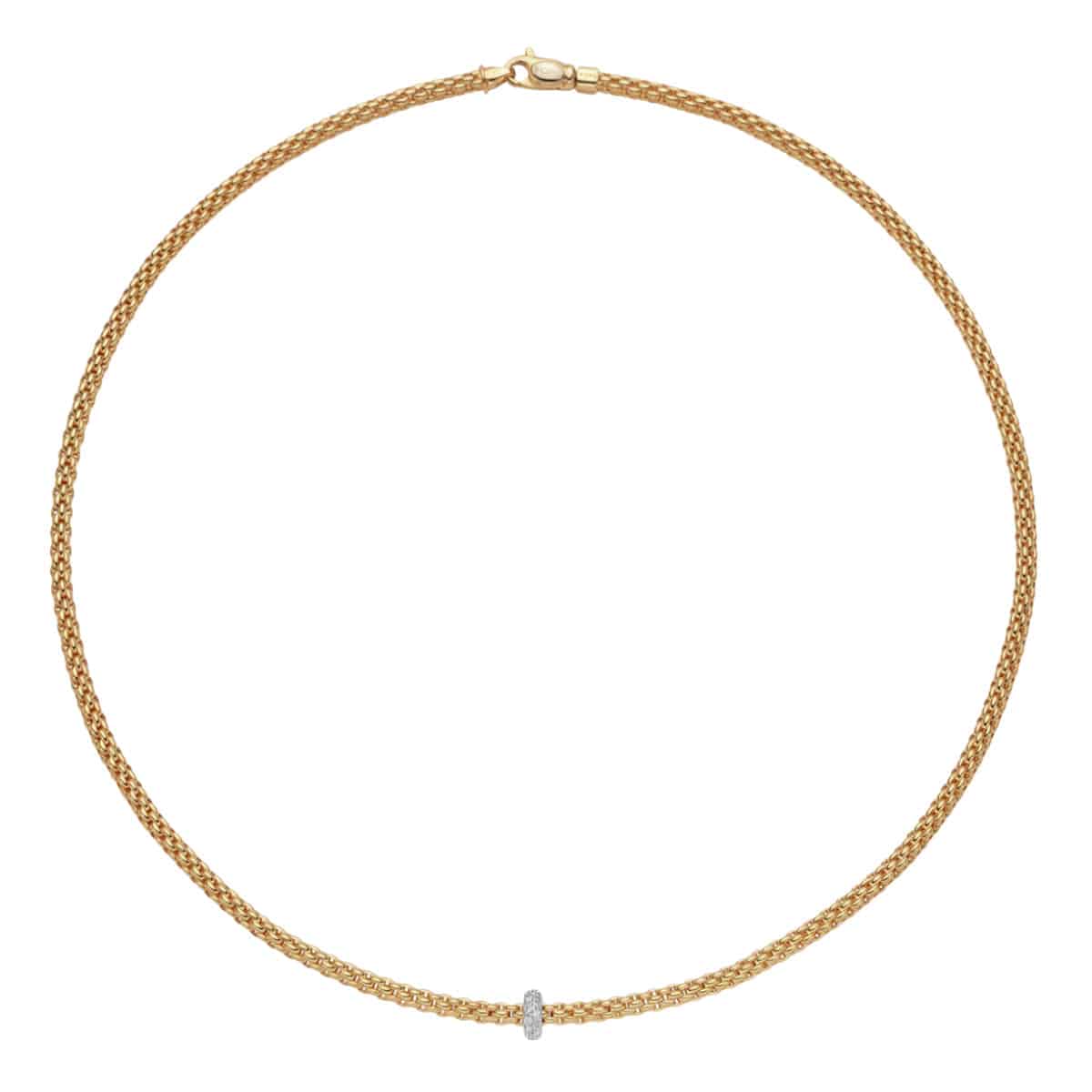 Prima 18ct Yellow Gold Necklace With Diamond Set Rondel