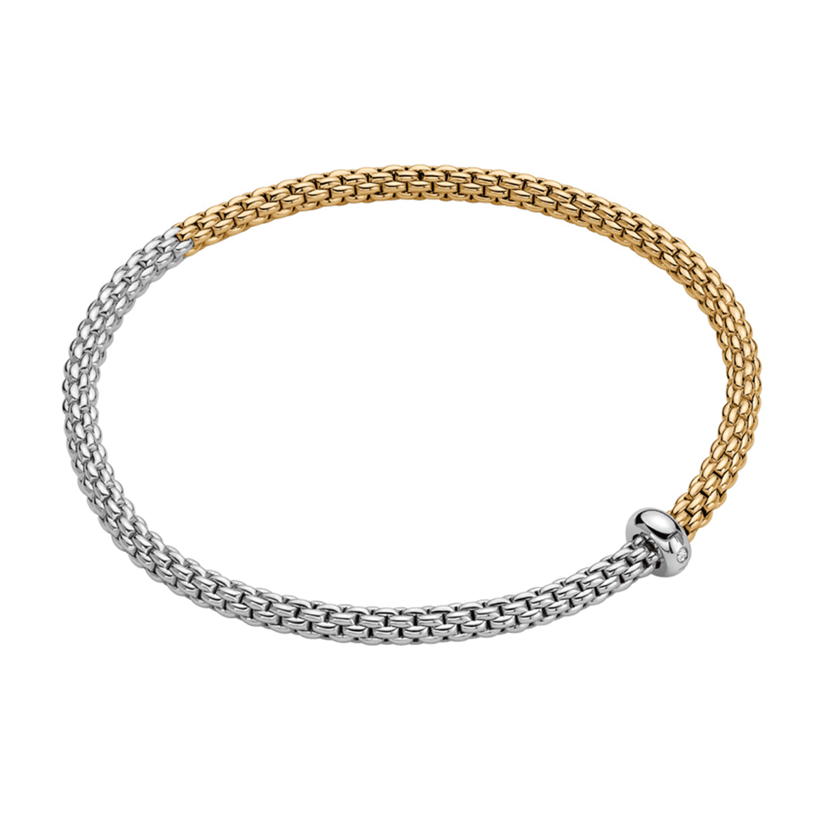 Prima 18ct Yellow & White Gold Bracelet With Single Diamond Rondel