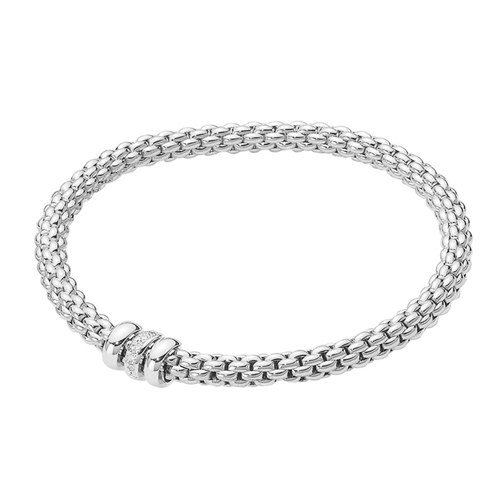 FOPE Solo 18ct White Gold Bracelet With Diamond Set And Plain Rondels - Berry's Jewellers