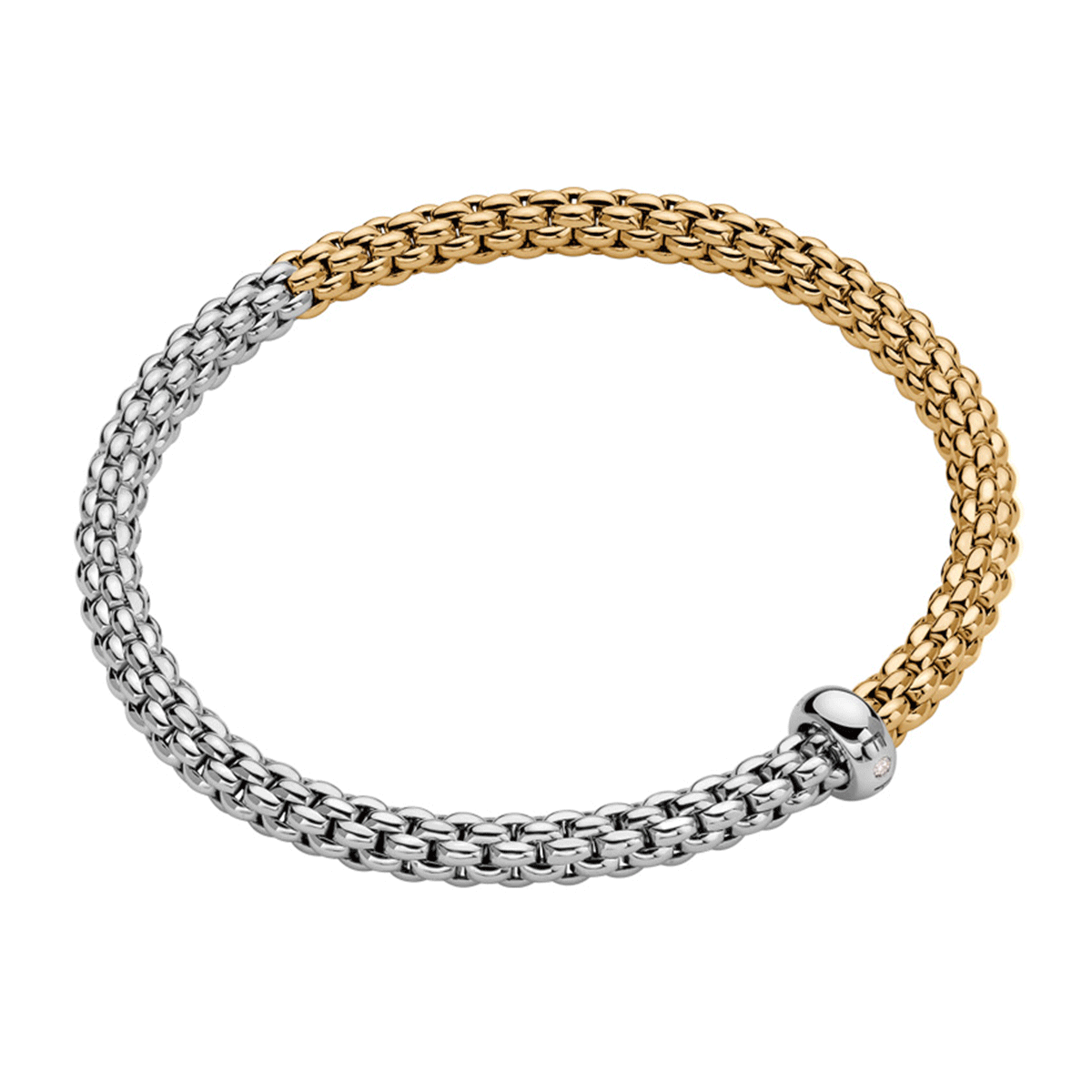 Solo 18ct Yellow & White Gold Bracelet With Single Diamond Rondel