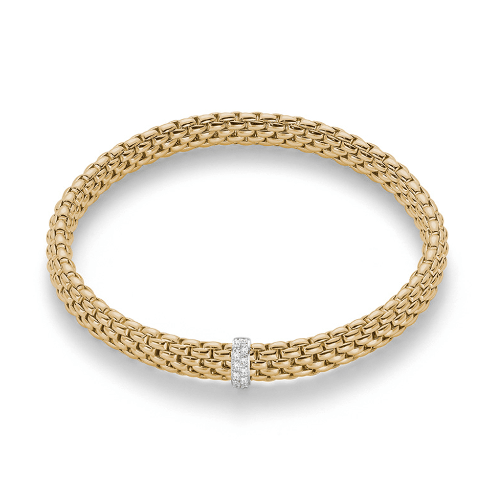 FOPE Vendome 18ct Yellow Gold Bracelet With White Gold Diamond Set Rondel - Berry's Jewellers