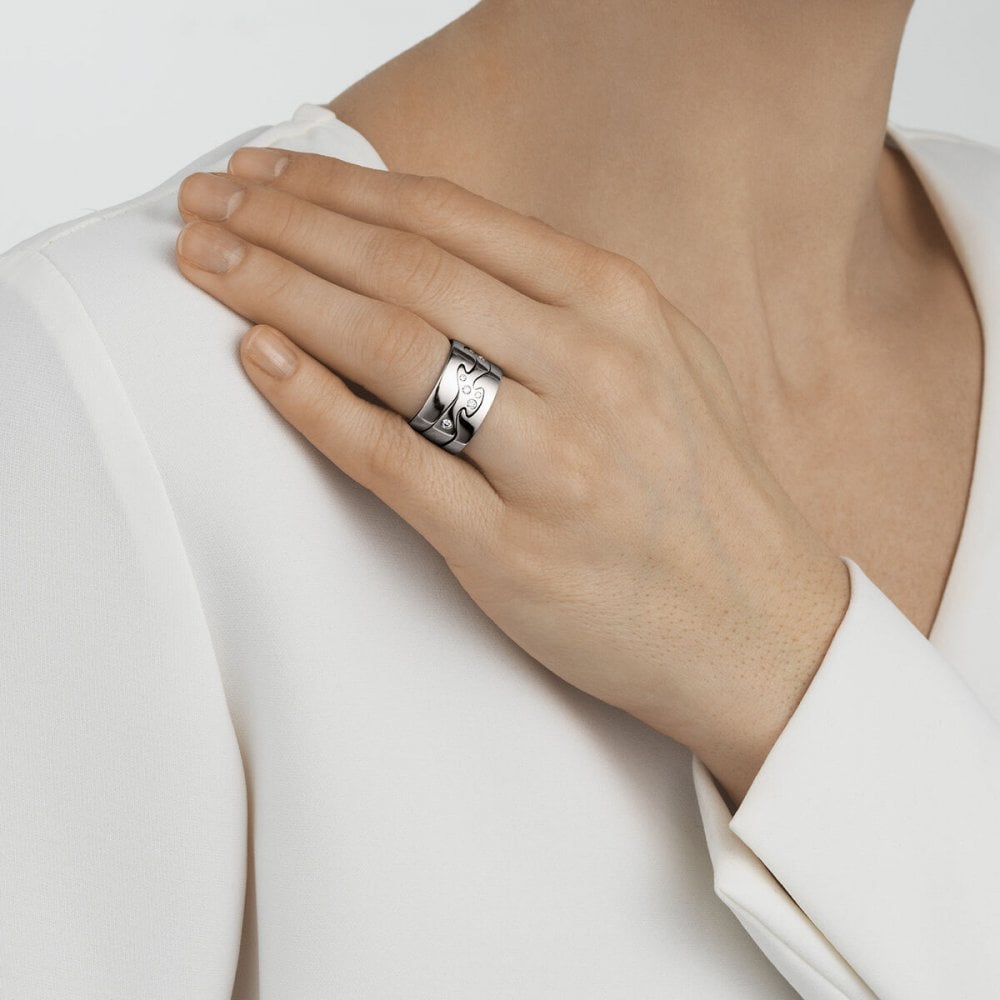 Georg Jensen 18ct White Gold Diamond Set Fusion Centre Ring - Berry's Jewellers