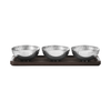 Georg Jensen Bernadotte Triple Bowl Set in Stainless Steel with Smoked Oak Serving Tray - Berry's Jewellers