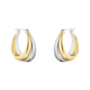 Georg Jensen Curve Sterling Silver & 18ct Medium Yellow Gold Hoop Stud Earrings - Berry's Jewellers