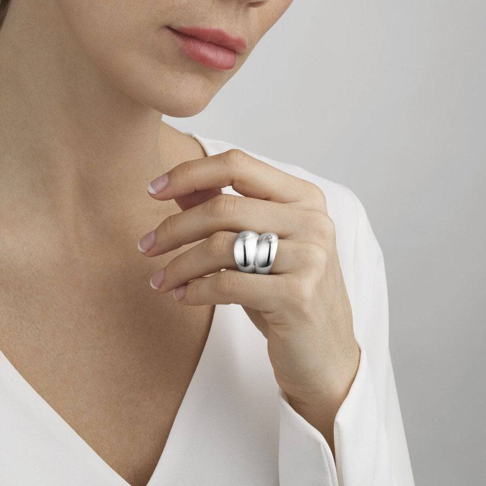 Georg Jensen Curve Sterling Silver Double Ring - Berry's Jewellers