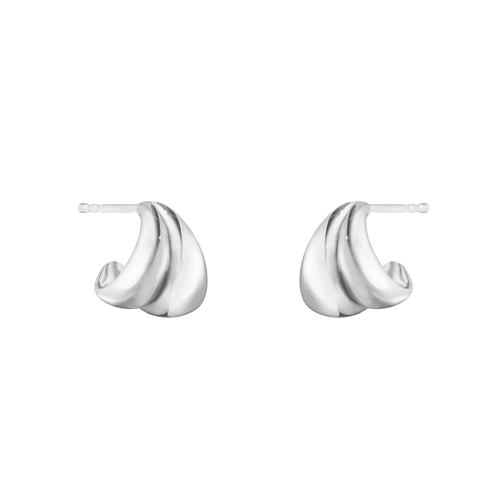 Georg Jensen Curve Sterling Silver Small Hoop Stud Earrings - Berry's Jewellers