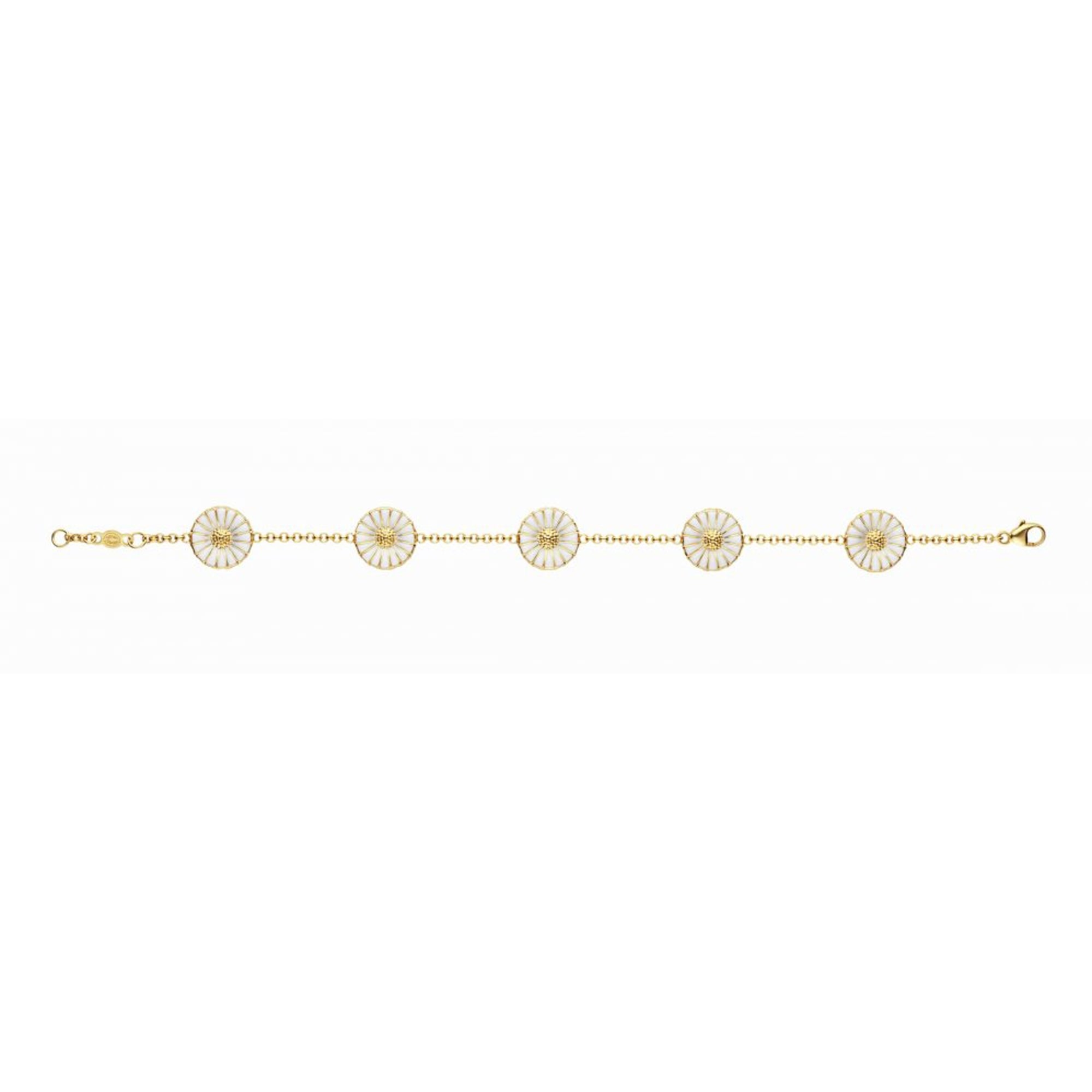 Daisy 18cm Gold Plated Sterling Silver & White Enamel Bracelet