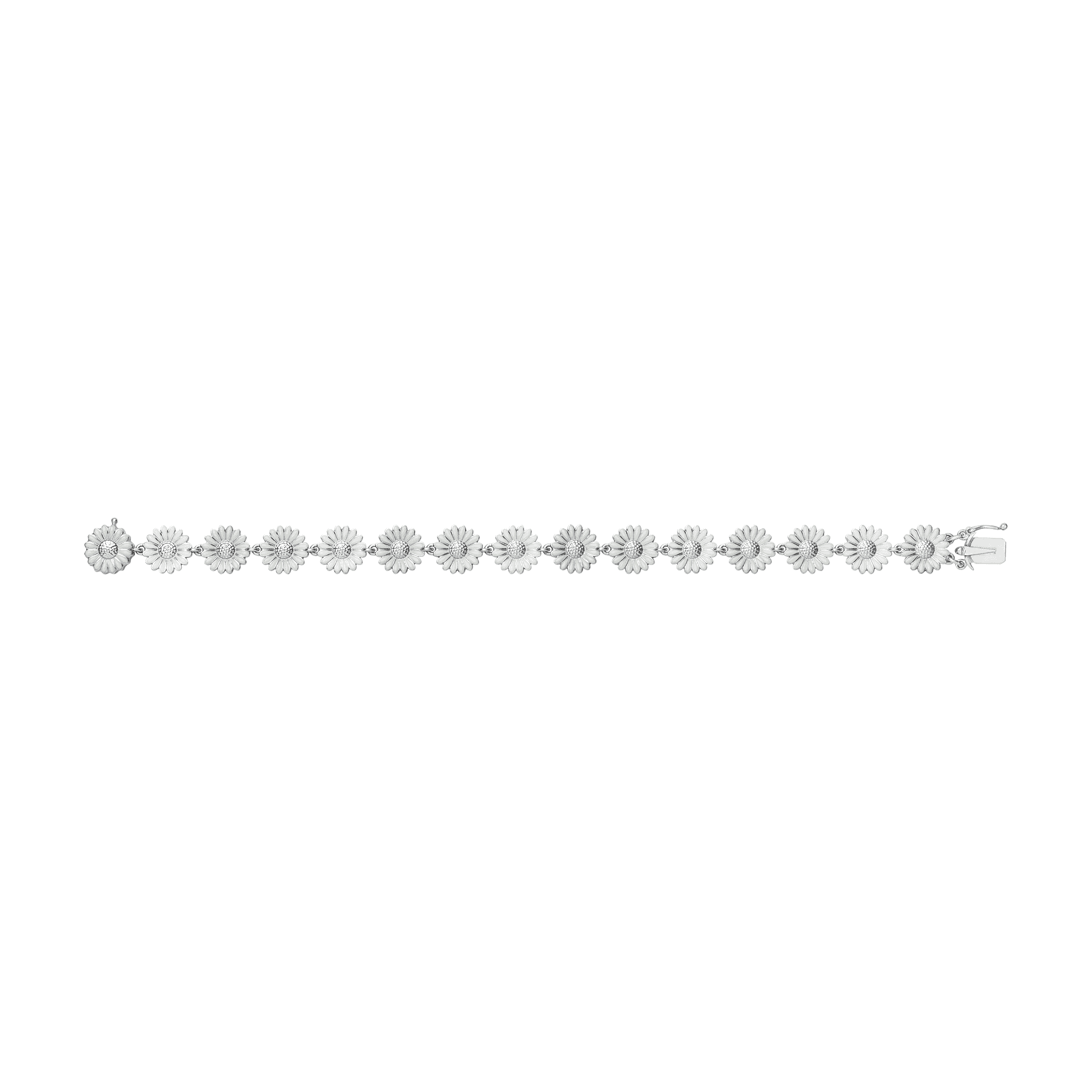 Daisy Rhodium Plated Sterling Silver White Enamel Bracelet