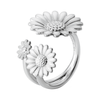 Georg Jensen Daisy Rhodium Plated Sterling Silver & White Enamel Open Ring - Berry's Jewellers