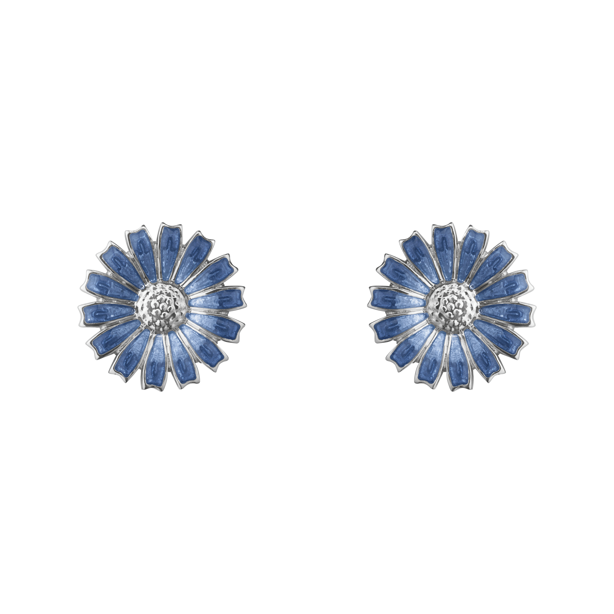 Georg Jensen Daisy Silver And Blue Enamel Earrings - Berry's Jewellers