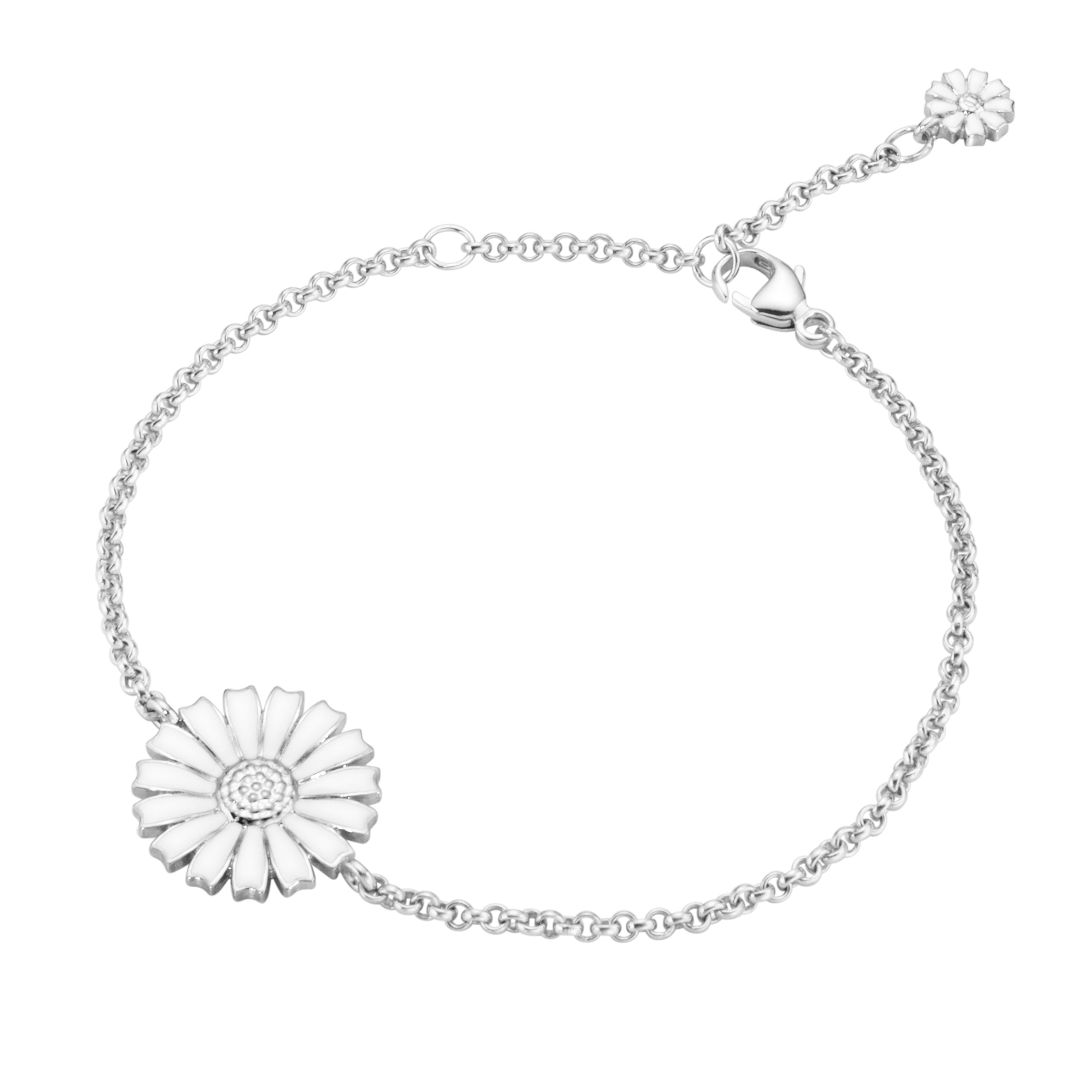 Daisy Silver And White Enamel Bracelet