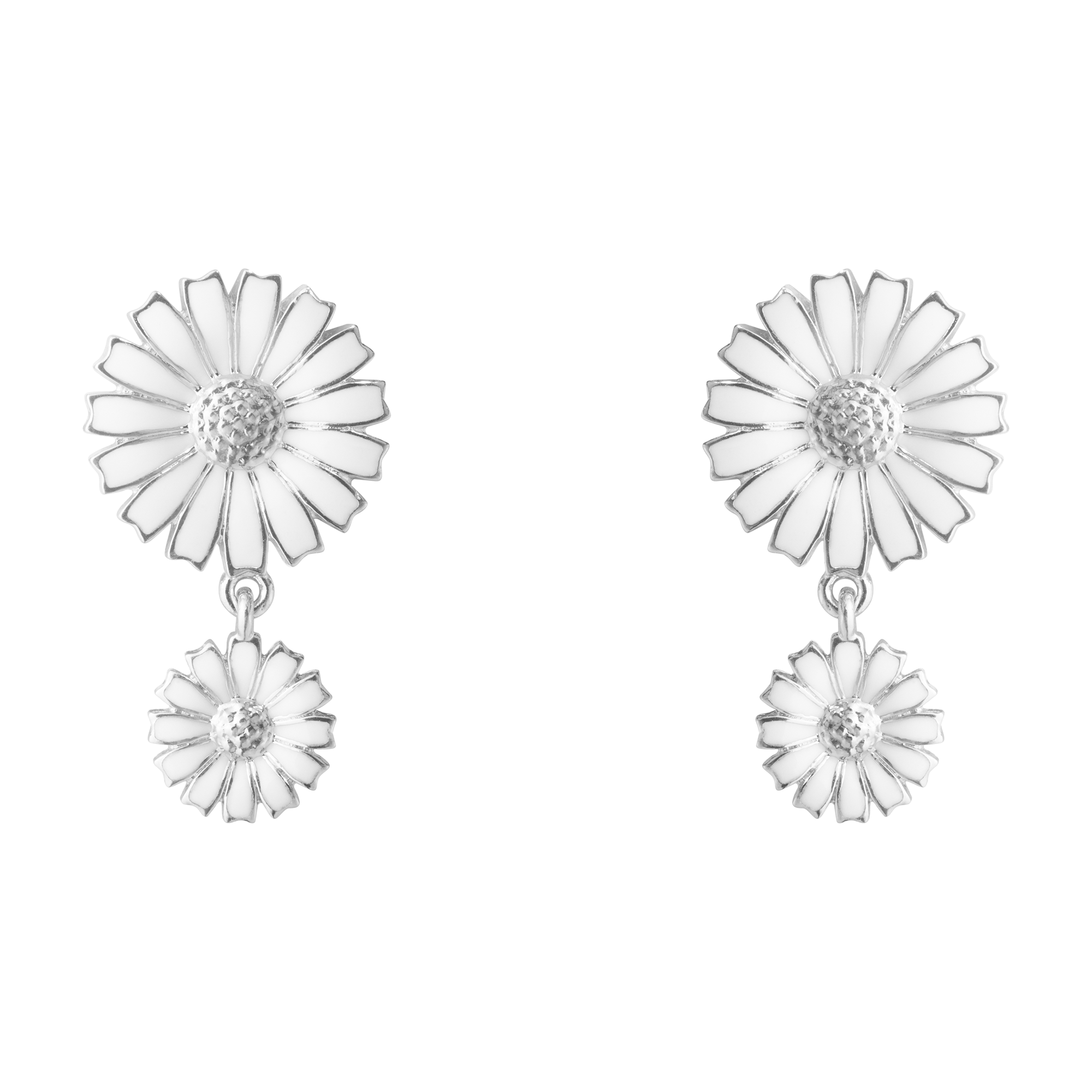 Georg Jensen Daisy Silver And White Enamel Drop Earrings - Berry's Jewellers