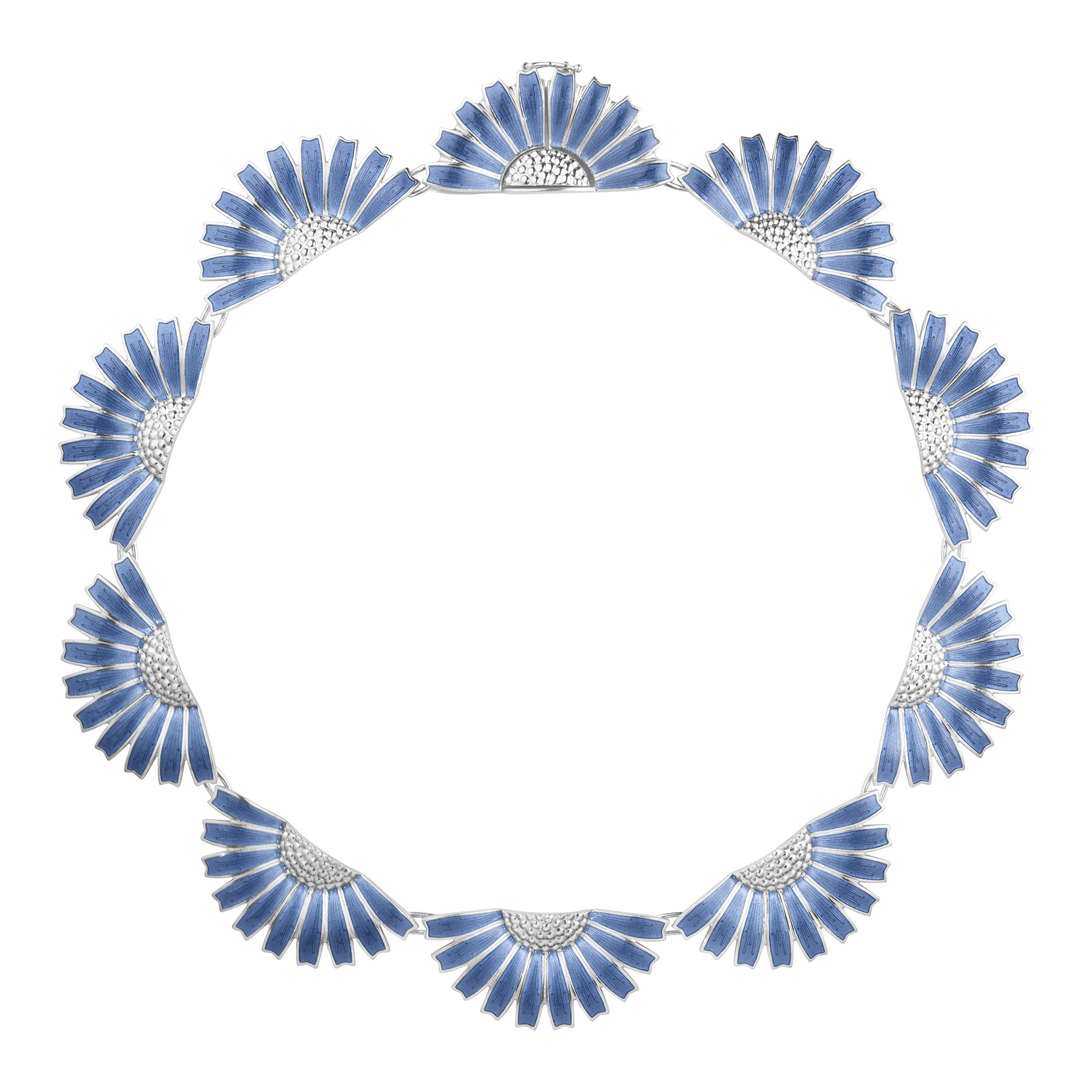 Daisy Silver & Blue Enamel Necklace