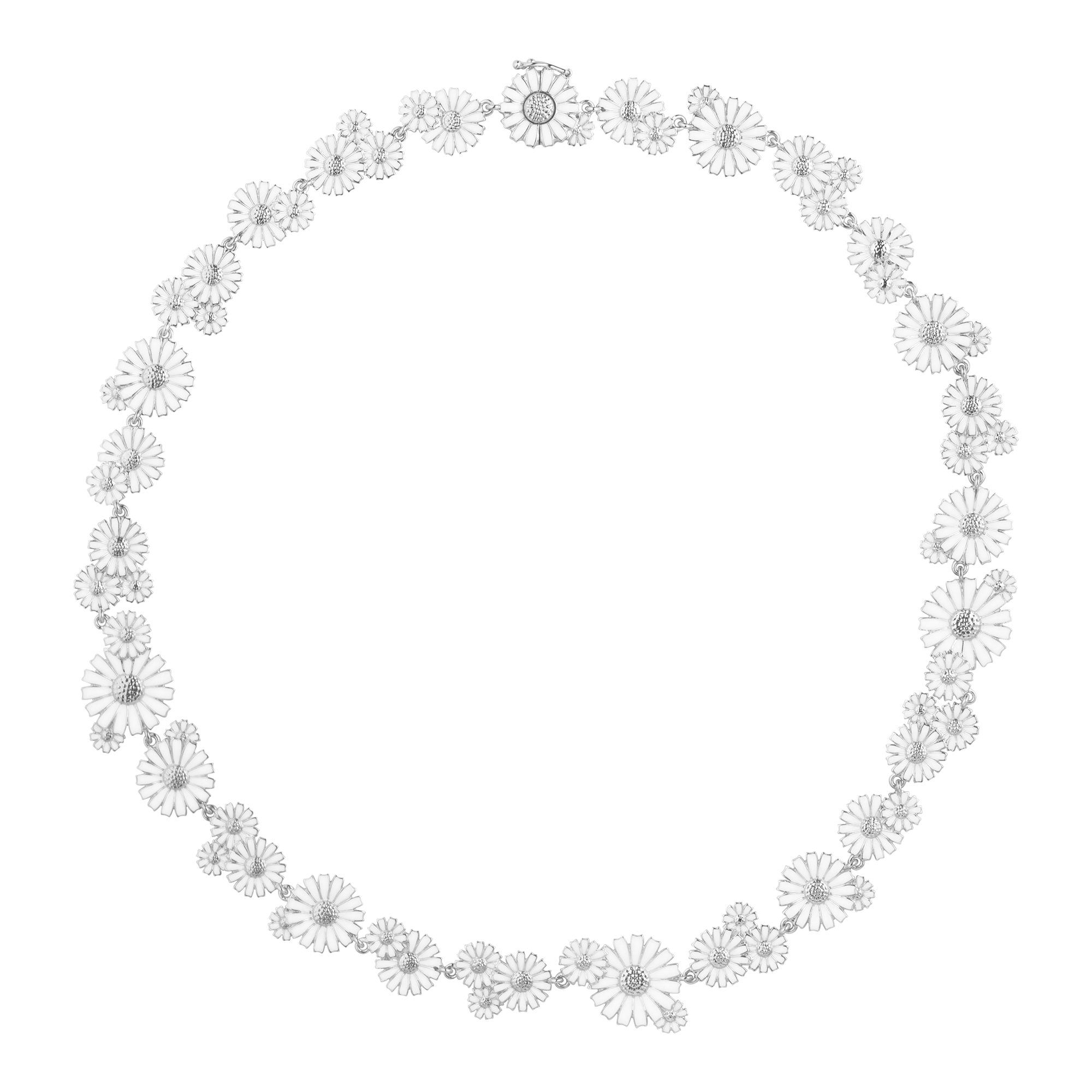 Daisy Silver & White Enamel Layered Necklace