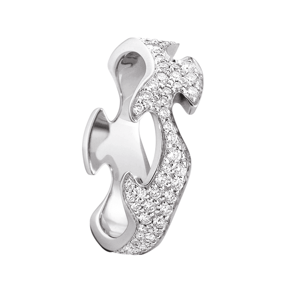 Fusion 18ct White Gold Pave Diamond Set Centre Ring