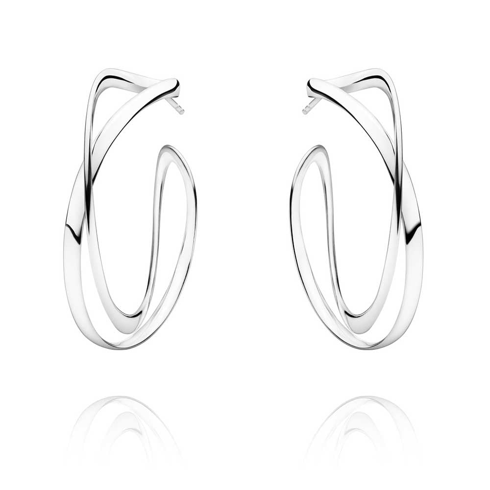 Georg Jensen Large Infinity Silver Hoop Earrings - Berry's Jewellers