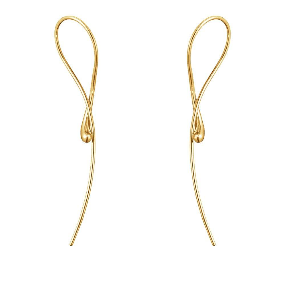 Georg Jensen Mercy 18ct Yellow Gold Drop Hoop Earrings - Berry's Jewellers