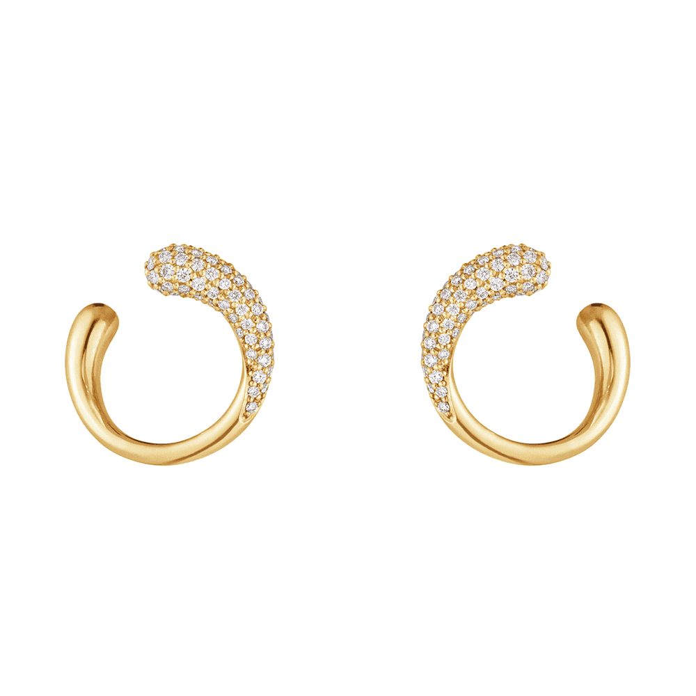 Georg Jensen Mercy 18ct Yellow Gold Pave Set Diamond Stud Earrings - Berry's Jewellers