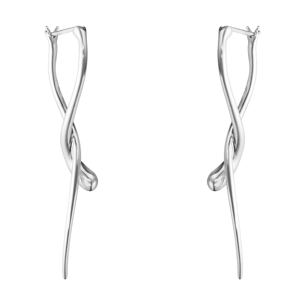 Georg Jensen Mercy Sterling Silver Twisted Long Drop Earrings - Berry's Jewellers