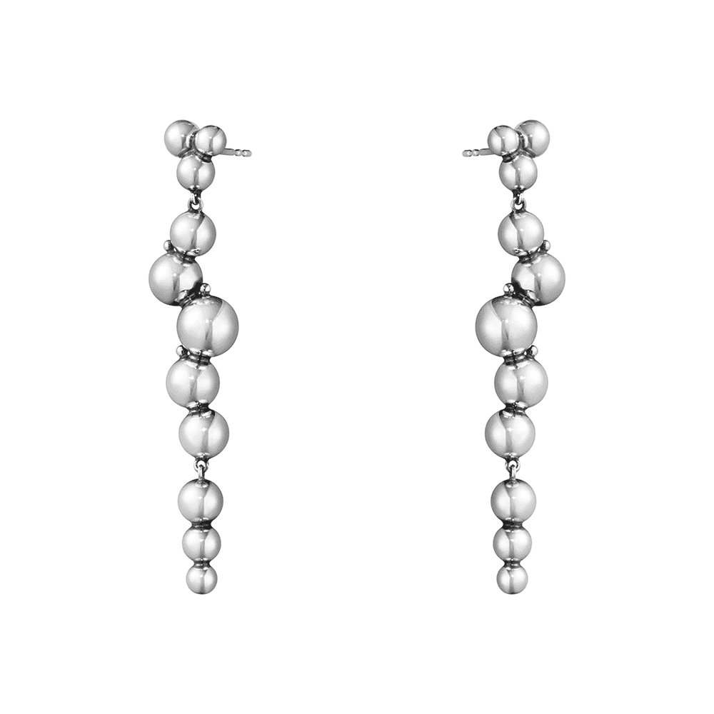 Georg Jensen Moonlight Grapes Oxidised Sterling Silver Long Drop Earrings - Berry's Jewellers