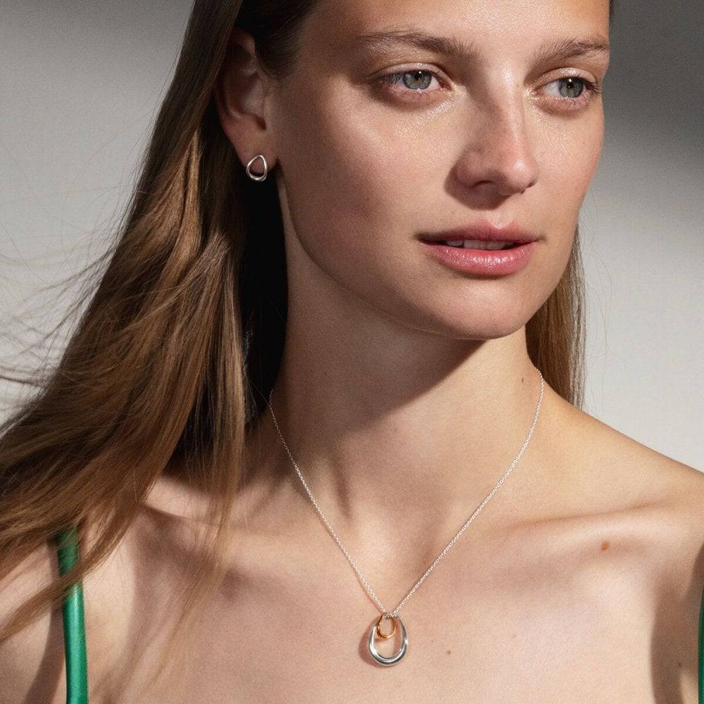 Georg Jensen Offspring Sterling Silver & 18ct Rose Gold Pendant - Berry's Jewellers