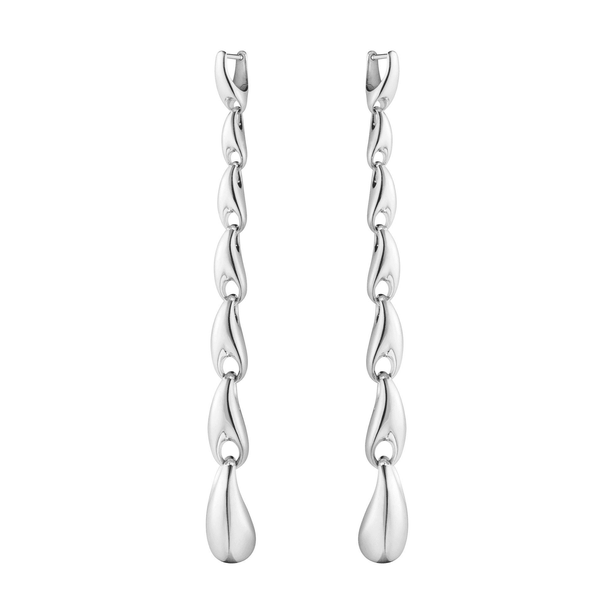 Georg Jensen Reflect Sterling Silver Extra Long Drop Earrings - Berry's Jewellers