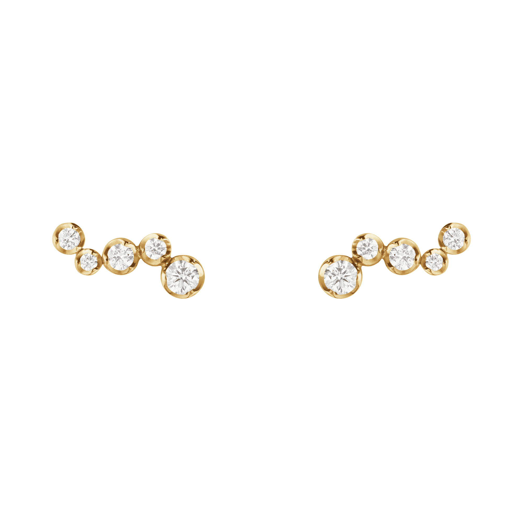 Georg Jensen Signature Diamonds 18ct Yellow Gold Five Stone Diamond Set Stud Earrings - Berry's Jewellers